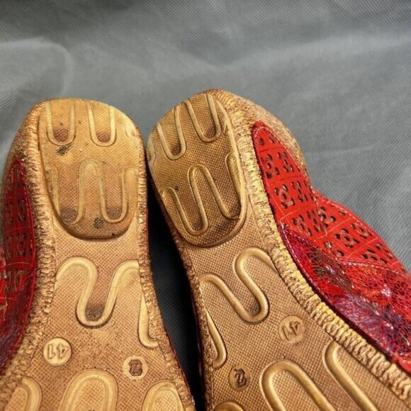 Spring Step Size 41 Red Wedge Heels Sandals Leather Boho Shoes Artsy US 9.5-10 - Picture 7 of 9